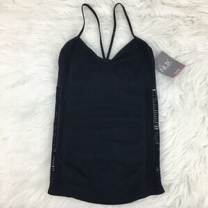 Nux Small Black Seamless Workout Tank Mesh Sides Cutouts Small